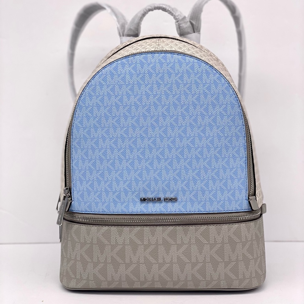MICHAEL KORS Rhea Medium Color-Block Signature Logo Backpack - Picture 10 of 16